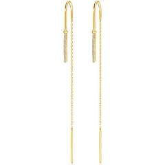 Yellow Gold Natural Diamond Studded Dangler Bar Sui Dhaga Earrings