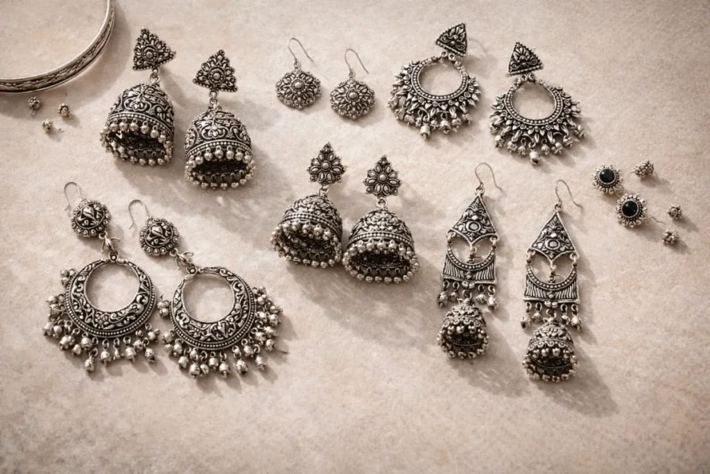 oxidised silver earing